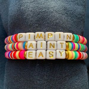 90’s inspired Pimpin Ain’t Easy mixed colored Heishi bead bracelet.